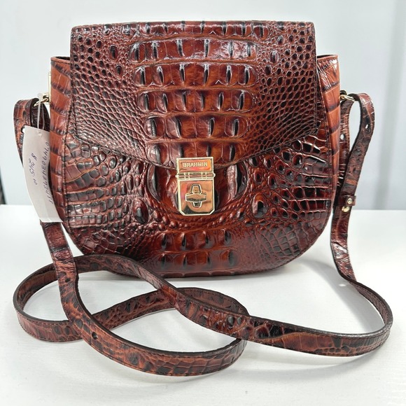 Brahim Handbags - Brahim Croc Embossed Leather Handbag Structured Classic Quiet Luxury Old Money